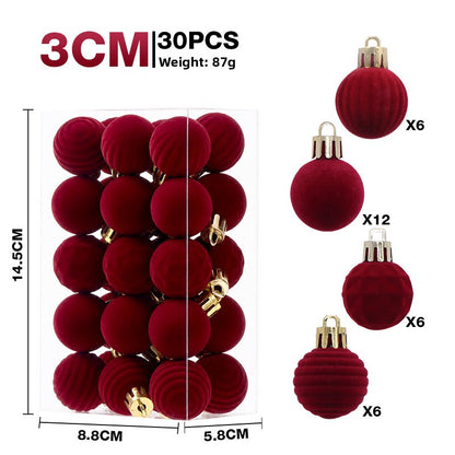 Velvet Christmas Ornaments - 30 Pack