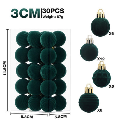 Velvet Christmas Ornaments - 30 Pack